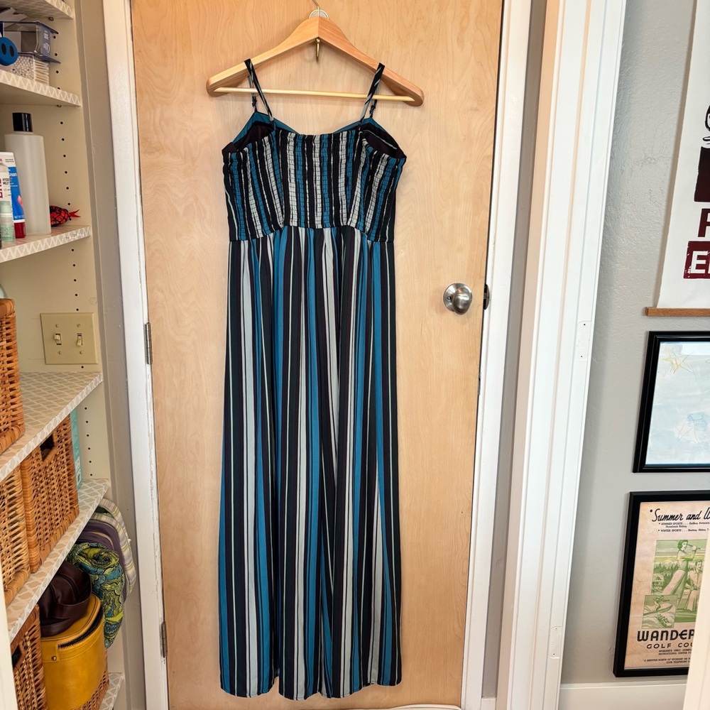 Multicolor Striped Jumpsuit Size XL Festival Summer Travel Event Guest Feminine - Picture 3 of 10